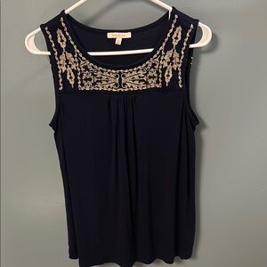 Black Embroidered Sleeveless Top
